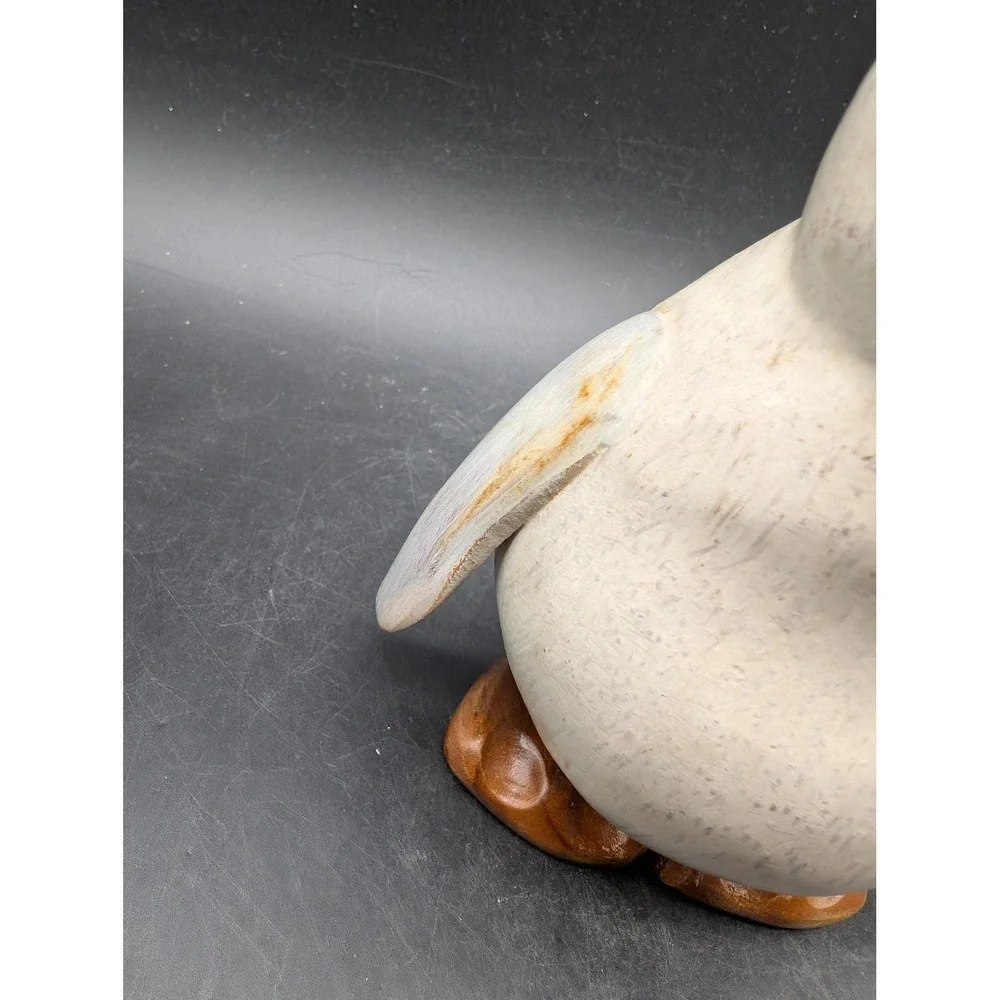 DCUK‎ Hand Carved Bamboo Root Penguin Chick Figurine Grey White Wood Bird Decor
